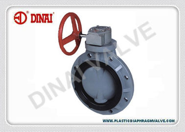 Gear operation thermoplastic butterfly valve, 1.0Mpa,1”~24”, UPVC,CPVC,PVDF,PP,PPH fabricated