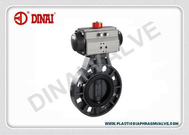 PVDF Plastic Butterfly Valve Pneumatic Actuator Operation PN1.0Mpa JIS / DIN / ANSI